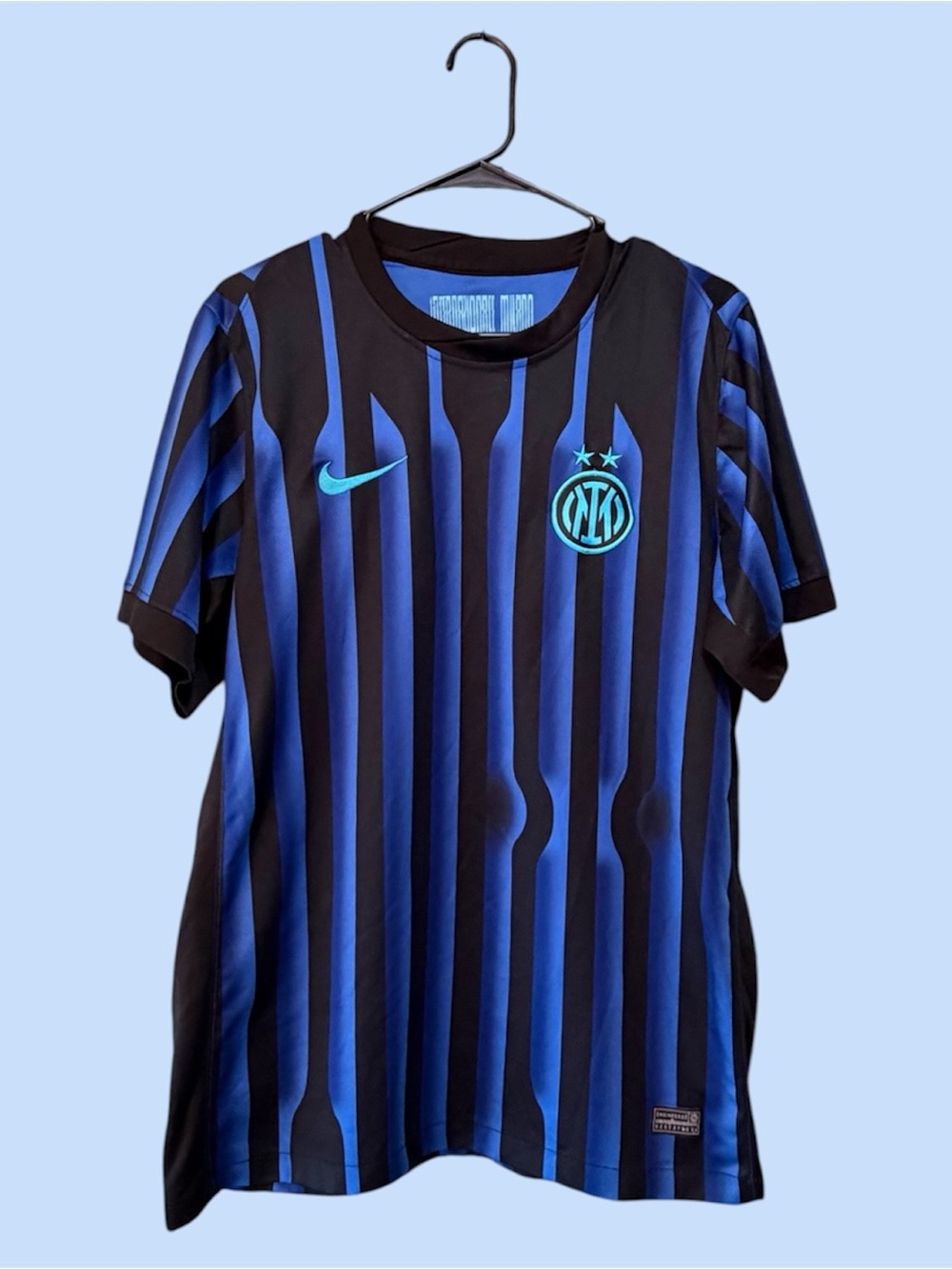 Nike Inter Milan Black and Blue Striped Soccer Jersey Shirt
